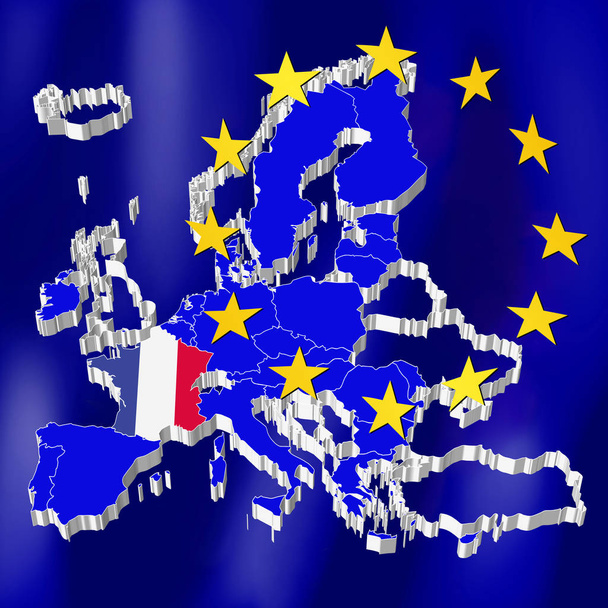 Euroopan unionin kartta - Ranska
 - Valokuva, kuva