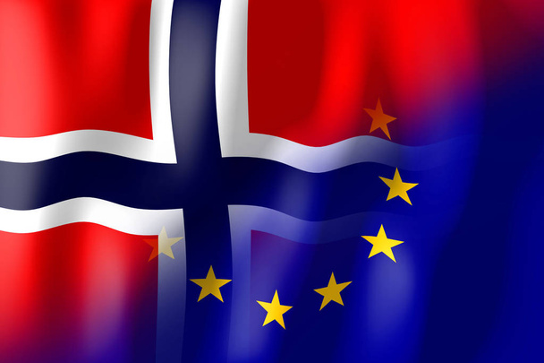 Flagi Unii Europejskiej i Norwegii - Zdjęcie, obraz