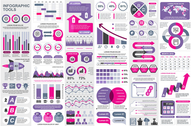 Infographic elements data visualization vector design template. Can be used for steps, options, business processes, workflow, diagram, flowchart concept, timeline, marketing icons, info graphics. - Vector, Image