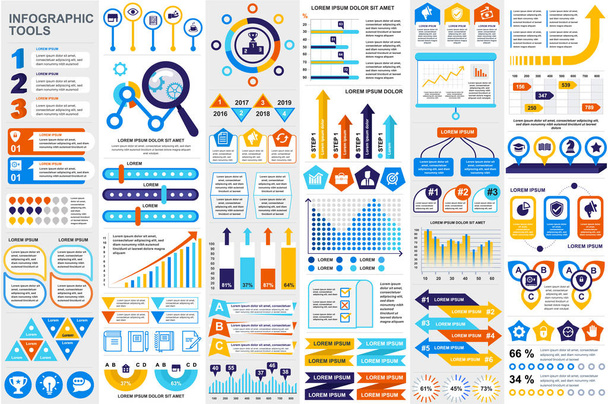 Infographic elements data visualization vector design template. Can be used for steps, options, business processes, workflow, diagram, flowchart concept, timeline, marketing icons, info graphics. - Vector, Image