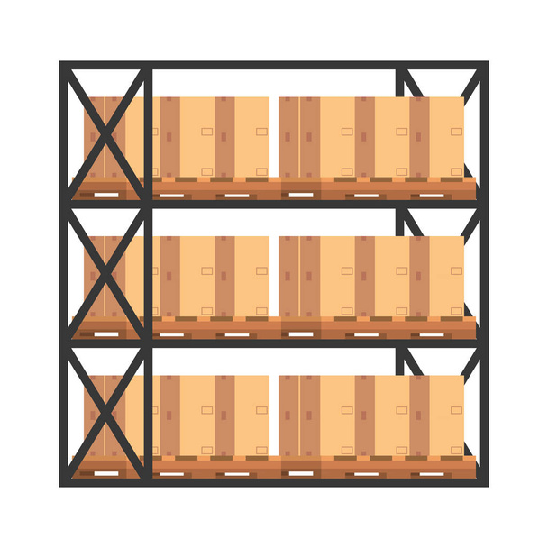 prateleiras com caixas design de ilustração vetorial logístico da caixa
 - Vetor, Imagem