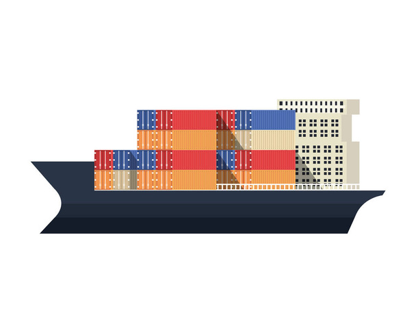 buque con contenedores entrega servicio vector ilustración diseño
 - Vector, imagen