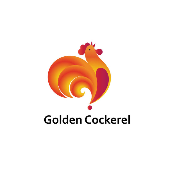 goldener Hahn Logo-Vorlage Design. Vektorillustration. - Vektor, Bild