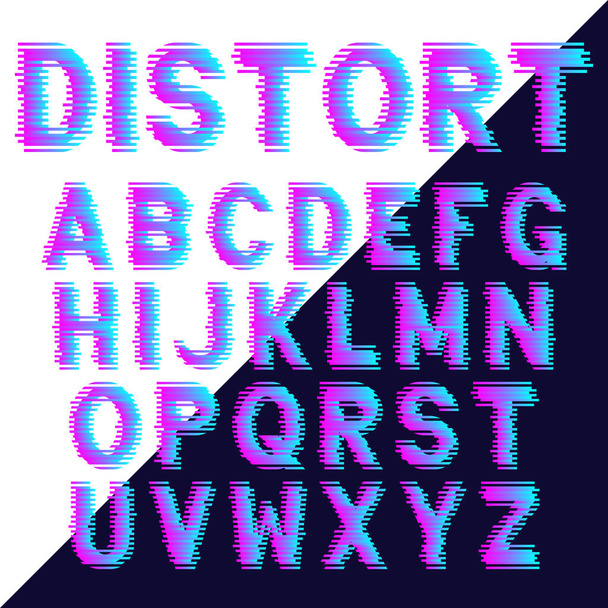 Lettres alphabétiques décoratives avec effet glitch. Conception de police vectorielle
. - Vecteur, image