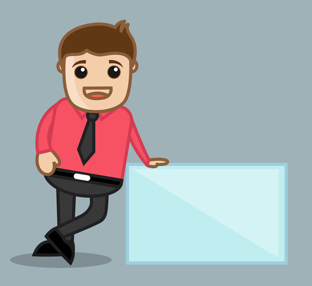 С баннером - концепция векторной иллюстрации персонажа офиса и бизнес-мультфильма
 - Вектор,изображение