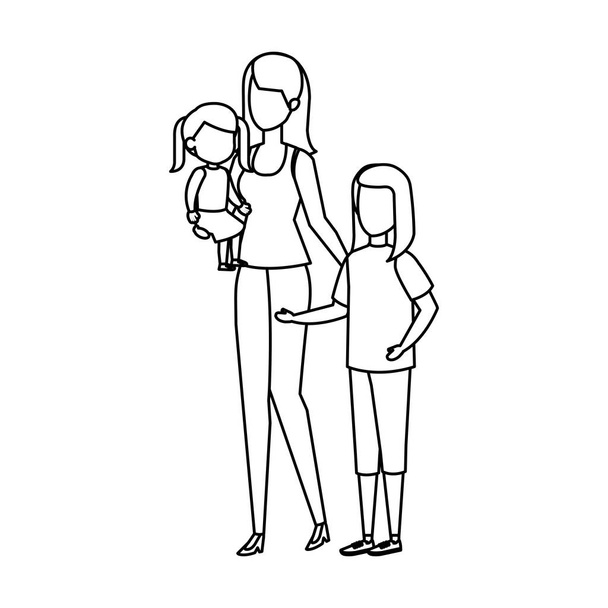 madre con figlie personaggi vettoriale illustrazione design
 - Vettoriali, immagini