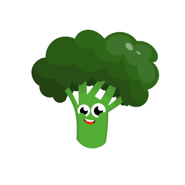 Funny happy broccoli drawing illustration isolated background - Photo, Image