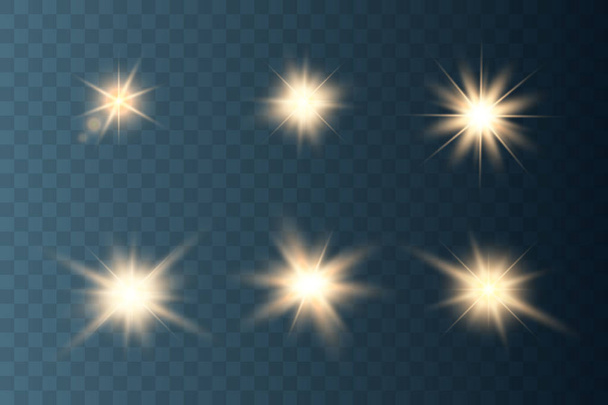 Набор светящихся звезд
  - Вектор,изображение