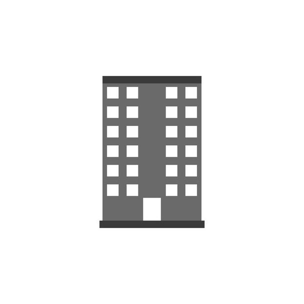 Icono de vector de construcción. Ilustración del edificio negro un icono de vector blanco aislado sobre fondo blanco - Vector. Icono del edificio
. - Vector, imagen