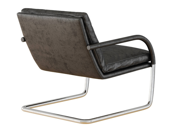Armchair with old leather on a metal base on a white background 3d rendering - Valokuva, kuva