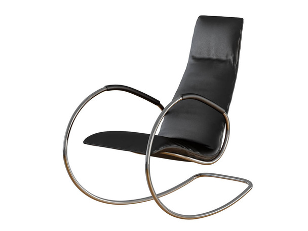 Black rocking chair on a white background 3d rendering - Фото, зображення