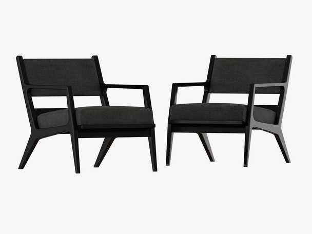 Dos sillón gris 3d representación sobre un fondo blanco
 - Foto, Imagen