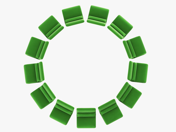 La tela suave de la silla verde permanece una representación 3d redonda
 - Foto, Imagen
