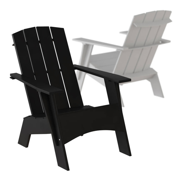 Duas cadeiras de madeira de jardim branco e preto em um fundo branco
 - Foto, Imagem