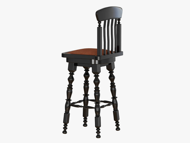 Bar czarny stolec farba na białym tle renderowania 3d - Zdjęcie, obraz