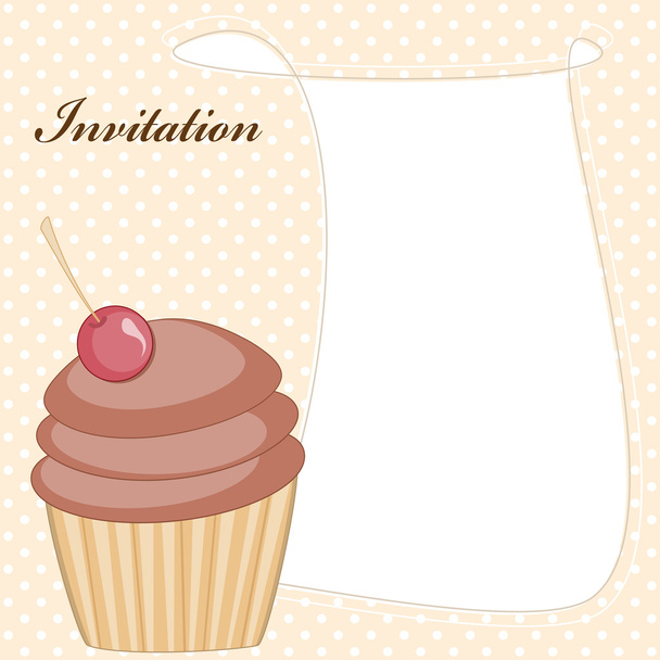 Cupcake invitation card - Vektör, Görsel