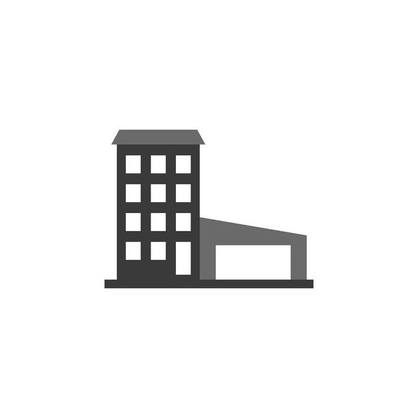 Building vector icon. Building illustration black an white vector icon isolated on white background - Vector. Building icon. - Vector, Image