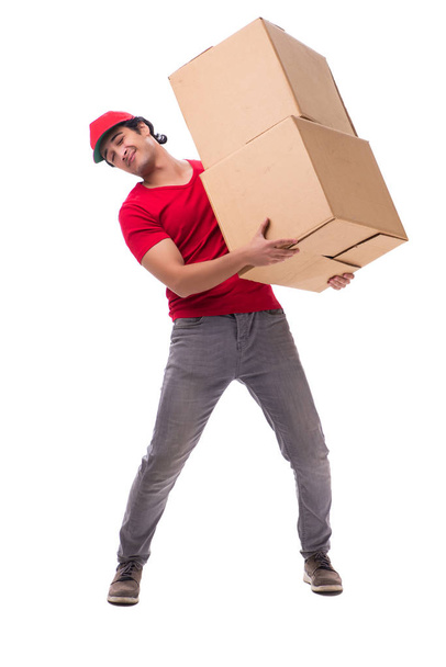 Jonge mannelijke courier met box - Foto, afbeelding