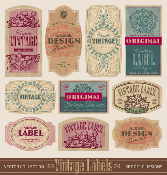 Vintage címkék állítva (vektor) - Vektor, kép