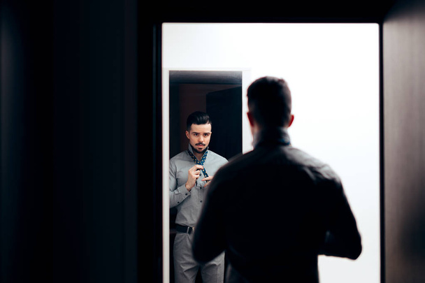 Handsome Elegant Man Looking in the Mirror - Photo, Image