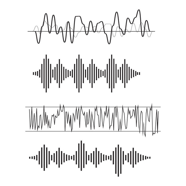 Znak a symbol zvukové vlny v plochém stylu - Vektor, obrázek