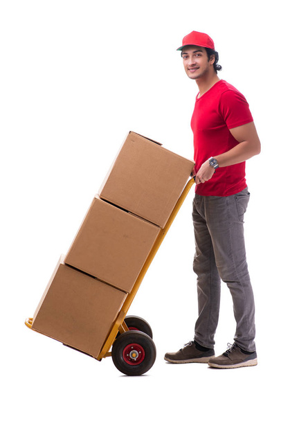 Young male courier with box - Foto, afbeelding