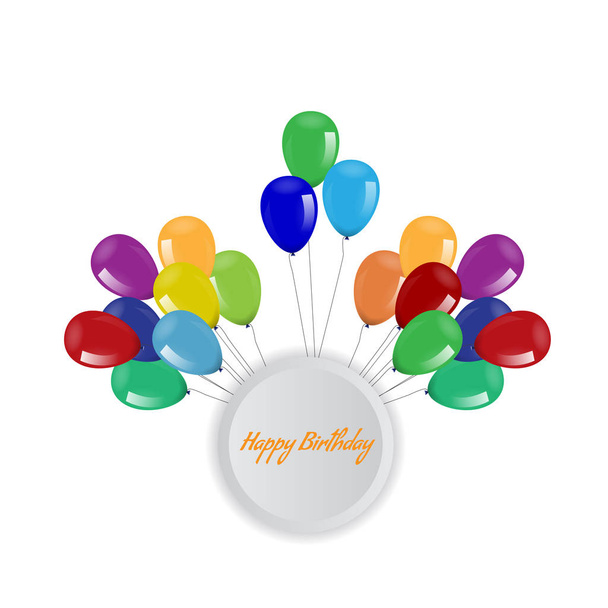 Birthday pozadí s létající balóny hranice budovat a copyspace. Vektorové ilustrace. - Vektor, obrázek