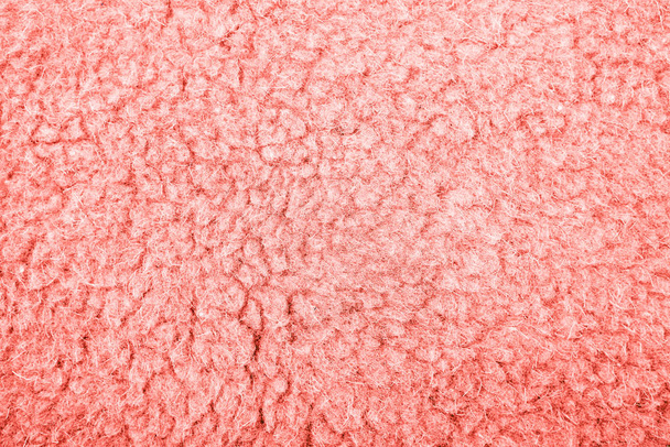 Sheepskin fur texture of the color of the year. Living coral color of the year. Photo blank. Horizontal. Photo toning - Photo, Image