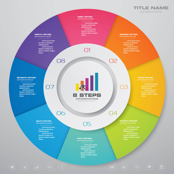 8 kroků cyklus graf infografické prvky pro prezentaci dat. Eps 10. - Vektor, obrázek