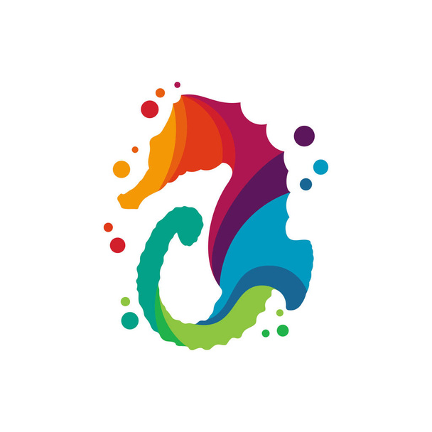 Logo Seahorse Ocean podwodne życie morskie ilustracja - Wektor, obraz