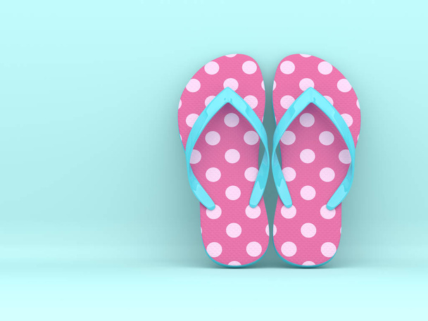 3d render of flip flops over light blue background with place for text - Фото, изображение