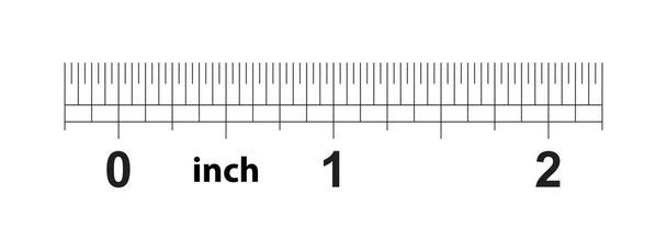 Uma régua de 2 polegadas. O preço da divisão - 32 divisões por polegada. Dispositivo de medição de comprimento exato. Rede de calibração
 - Vetor, Imagem