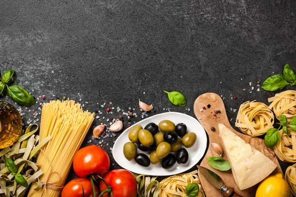 Italian cuisine concept. Food ingredients for cooking - Photo, image