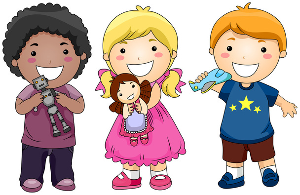 Children with Toys - Vector, Image