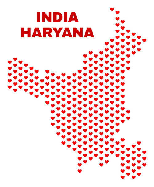 Haryana State Map - Mosaic of Lovely Hearts - Vector, afbeelding