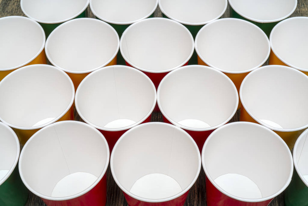 Multicolored disposable paper cups for drinks  - Photo, Image