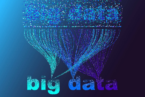 Big data visualization network. Futuristic infographics, 3d wave, virtual flow, digital sound, music. Vector abstract colorful big data information. - Vector, Image