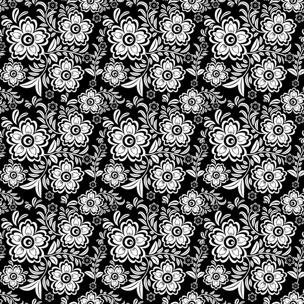 Seamless monochrome floral pattern 4 - Vektör, Görsel