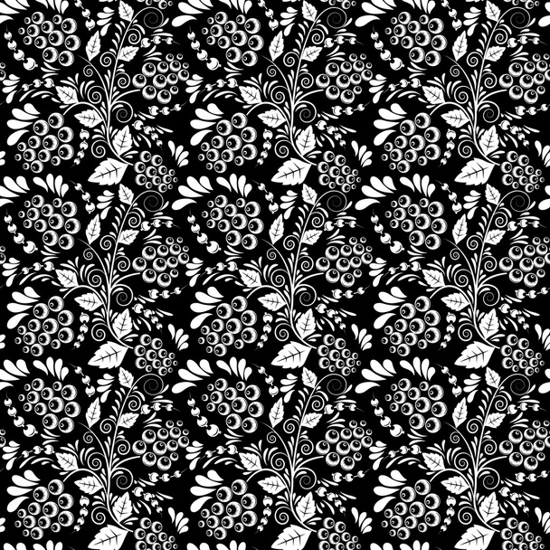 Seamless monochrome floral pattern - Vektör, Görsel