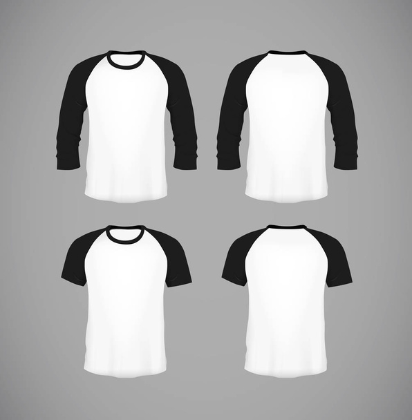 Ανδρικά λεπτή εφαρμοστό κοντομάνικο πουκάμισο μπέιζμπολ σύνολο. Πρότυπο σχεδίασης μαύρο μακέτα για το μαρκάρισμα. - Διάνυσμα, εικόνα