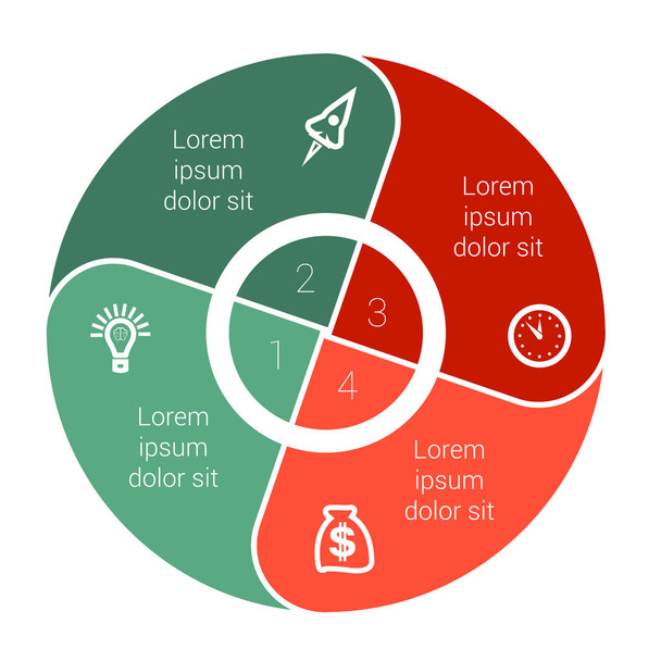 Pie chart data Elements For Template infographics with four 4 positions area text. - ベクター画像