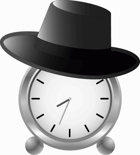 Alarm-clock in hat - Wektor, obraz