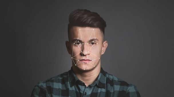 Futuristic and technological scanning of face for facial recognition - Фото, зображення