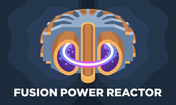Un colorido modelo ilustrado de un reactor de energía de fusión
 - Vector, imagen