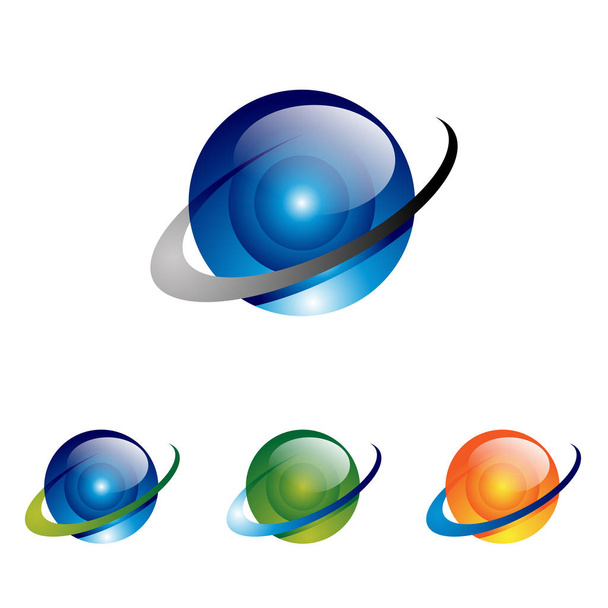 3D-s labda globális Globe technológia Logo szimbólum - Vektor, kép