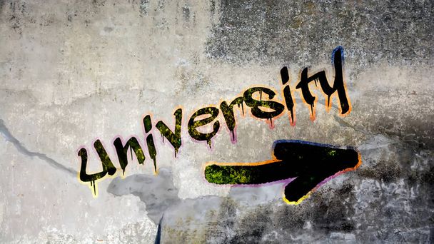 Muur Graffiti naar de Universiteit - Foto, afbeelding
