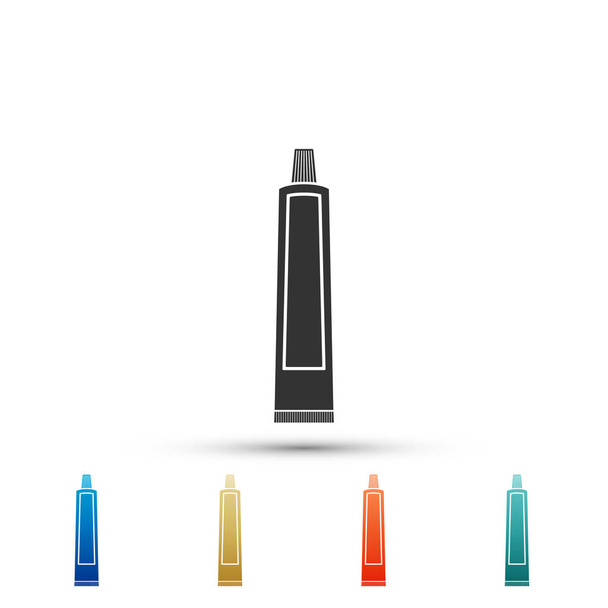 Tub zubní pasty ikony izolovaných na bílém pozadí. Nastavte prvky v barevné ikony. Vektorové ilustrace - Vektor, obrázek