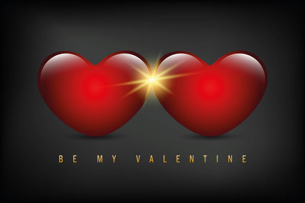 два блестящих красных сердца быть моим валентином
 - Вектор,изображение