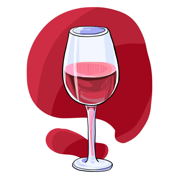 Red wine glass hand drawn style vector illustration isolated on white - Vetor, Imagem