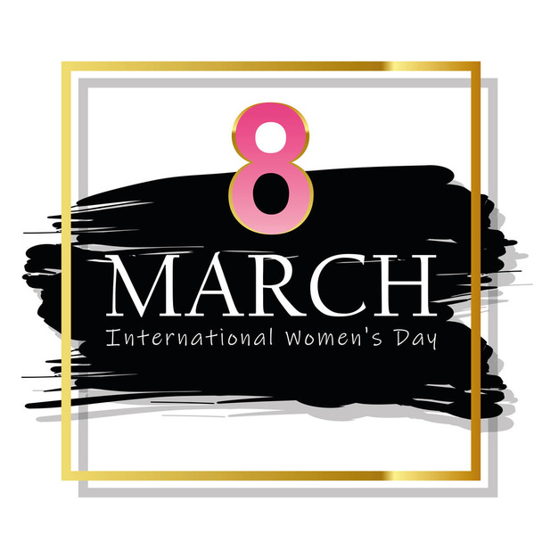 8th march international womans day black and gold card - Vektör, Görsel